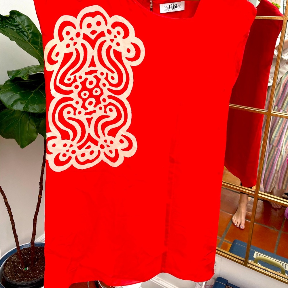 Mini cocktail shift dress red by Tibi New York